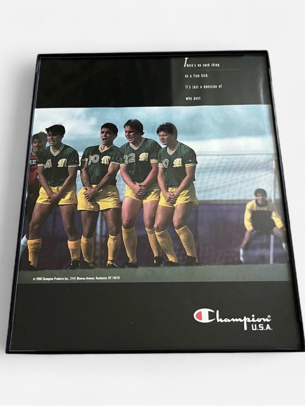 Vintage Champion Soccer Print Framed Size 8x10